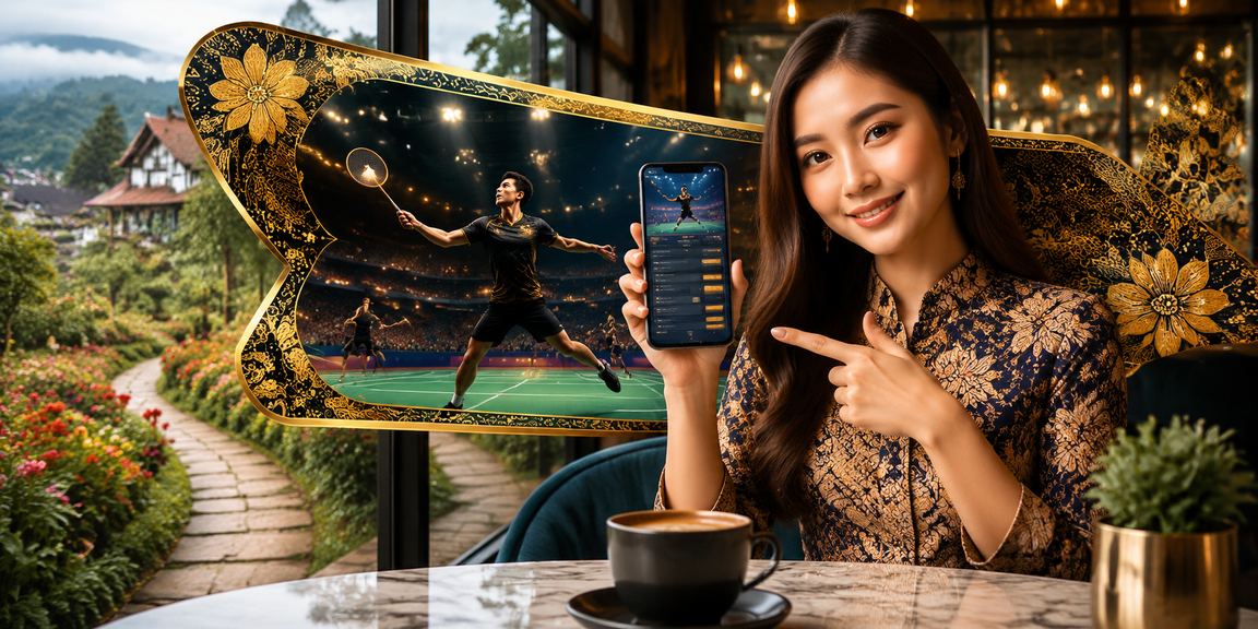 Pengguna Malaysia memainkan slot jackpot dengan corak batik di skrin